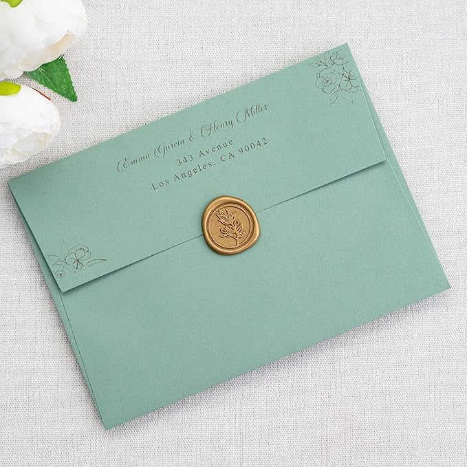 PONATIA 50 Pieces 5x7 Envelopes, Sage Green A7 Envelopes Self Seal for Weddings, Invitation Cards, Photos, Postcards, Greeting Cards Mailing, Baby Shower, Graduation, Christmas Gift Cards