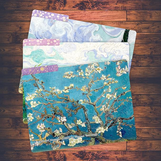 PARTH IMPEX 12 Pack Vincent Van Gogh Decorative File Folders, 1/3 Cut Tab with Assorted Positions, Letter Size Paper Holders (9.37” x 11.75”) Matte Finish Laminated for Office School Work
