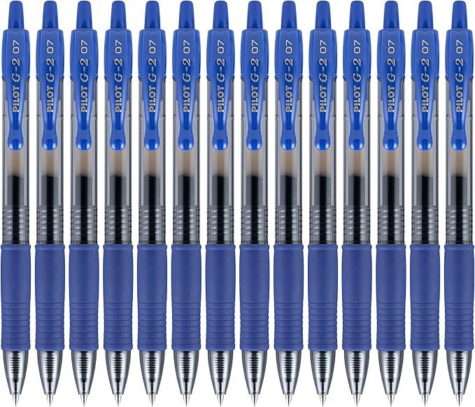 Pilot G2 Premium Gel Roller Pens Fine Point 0.7 mm, Blue Ink Pens Fine Point, Pack of 14 - Ideal for School, Journaling, and Office Writing