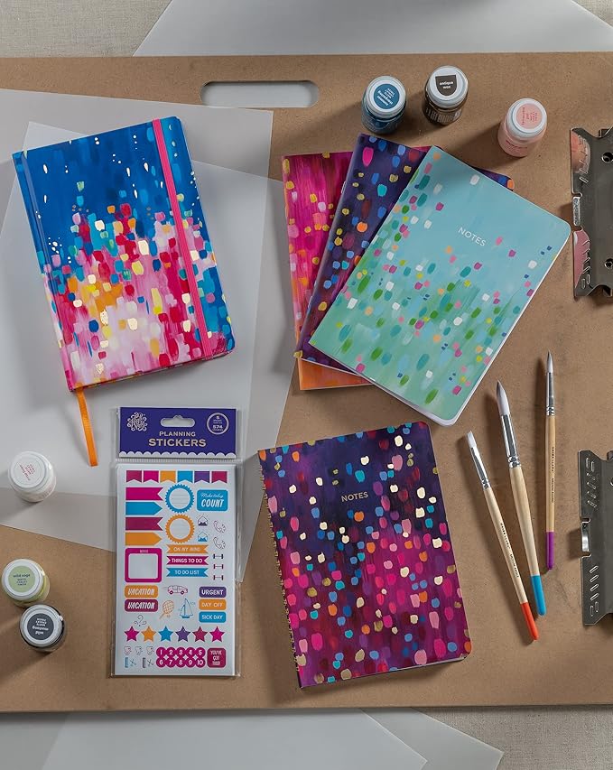 High Note Fresh & Colorful Non-Dated Journal Notebook, 6" x 8.5" Lined Softcover Notebook with Gold Foil Accents, 183 Pages, Elastic Band and Ribbon Bookmark