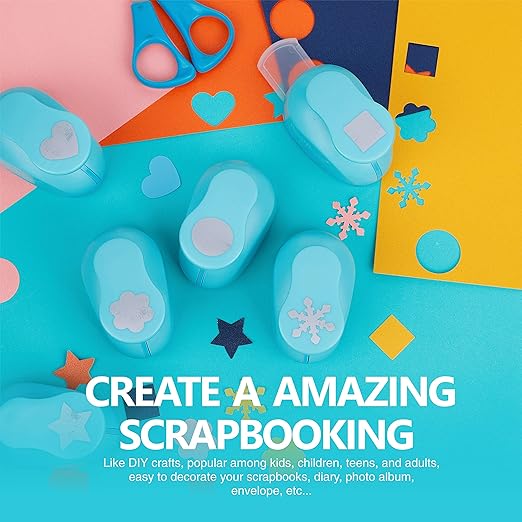 6 Craft Hole Punch Shapes 1 Inch Paper Punches for Crafting Handmade Scrapbooking Punches Mix Shapes Designs for Kindergarten Teacher Office Supplies Kids by BearBoss