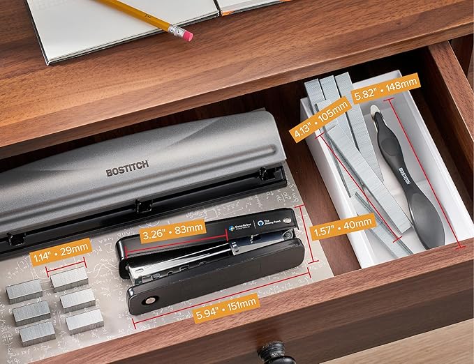 Bostitch Titan Heavy Duty Metal Stapler, 50 Sheet Capacity with 1250 Staples and Ergonomic Staple Remover, Jam Free Stapling, Full Strip Stapler for Desk, Office and Classroom, Black