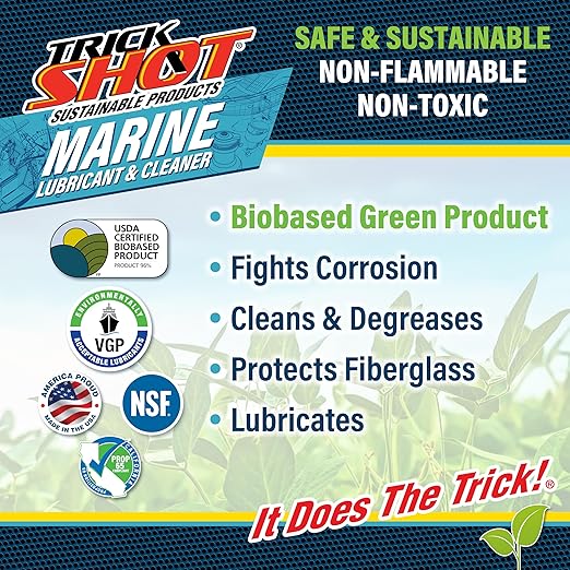 Marine Grade Lubricant, Solvent, & Penetrating Oil | 16 oz. Pump Spray Bottle | Non-Toxic, Non-Flammable, Zero VOC, Biodegradable & VGP Compliant | Food Grade NSF H1 | 3-in-1 Marine performance by