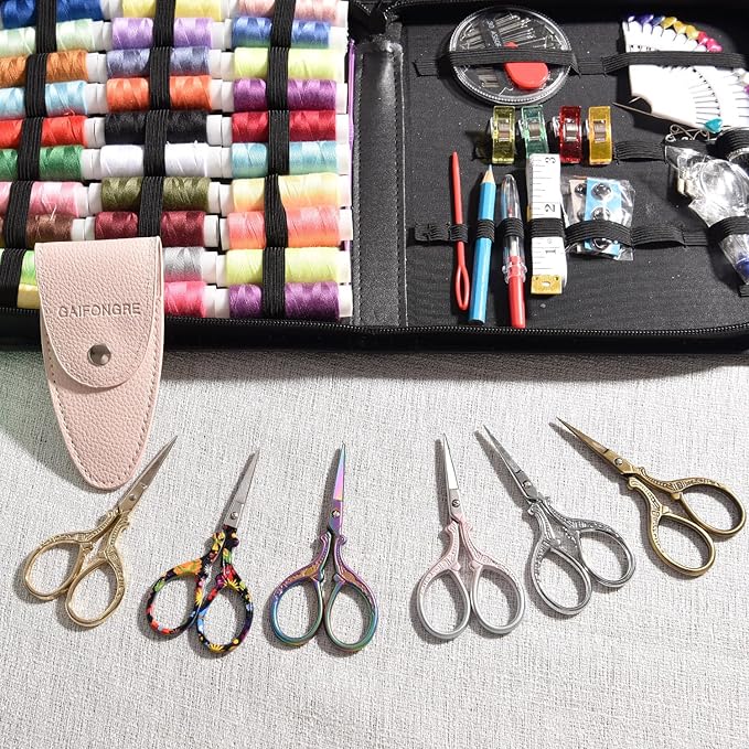 3.6 inch Small Titanium Scissors with Cover, Mini Scissors in a Pouch, All Purpose Everyday Use, Titanium Color