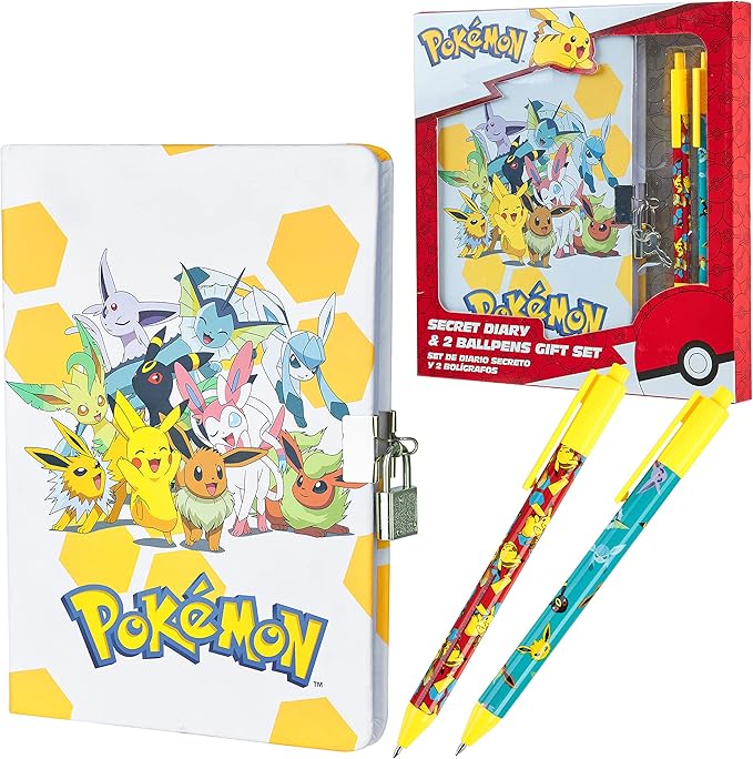 Pokemon Journal Set for Kids Teens Diary with Lock or Notebook with Pen Secret Diary School Supplies Pikachu Cute Stuff Gifts for Kids(Notebook/Set)