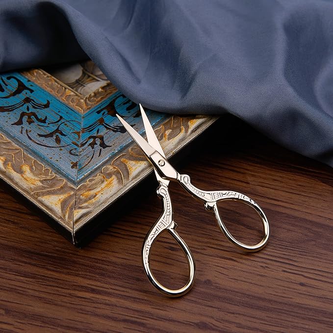3.6 inch Sewing Embroidery Scissors, Straight Sharp Stainless Steel Sharp Scissors with leather sheath cover,DIY tools for Threading Needlework Dressmaker Artwork Everyday Use