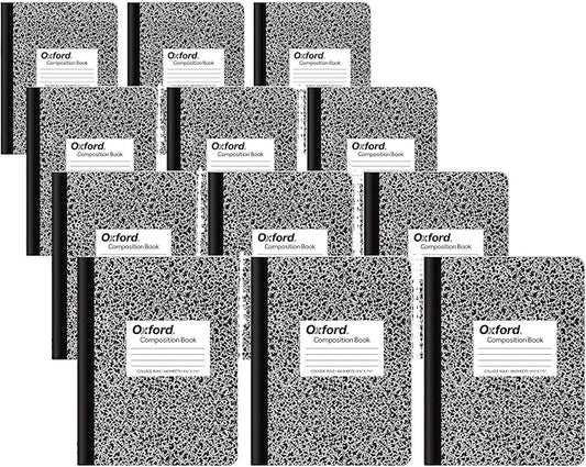 Oxford Composition Notebooks, College Ruled Paper, 9-3/4 x 7-1/2 Inches, 100 Sheets, Black, (63767) (Pack of 24)