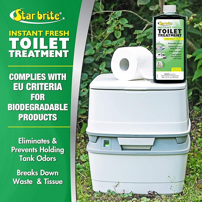 STAR BRITE Instant Fresh Toilet Treatment - Pine Scent, Odor & Waste Control, 32 OZ (071734)
