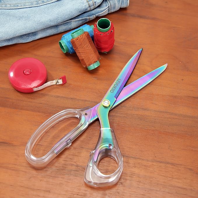 Fabric Scissors - 9 Inch Comfortable Handle All Purpose Scissors for Adults cutting,Tailor's Shears - All-Purpose Fabric, Crafting & Office & kitchen/Color