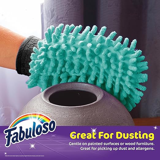 Fabuloso Microfiber Cleaning Mitt, Teal, One Size Fits All - Lint-Free, Scratch-Free Glove for Surfaces and Furniture - Dustless Hand Cloth for Bold & Bright Experience