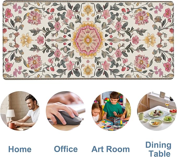 Elegant Carpet Gaming Mouse Pad 3mm Thick Stitched Edge Waterproof Non-Slip Large Computer Keyboard Mouse Mat,Suitable for Office Entertainment Decorative Desk Pad 35.4 x 15.7 Inches