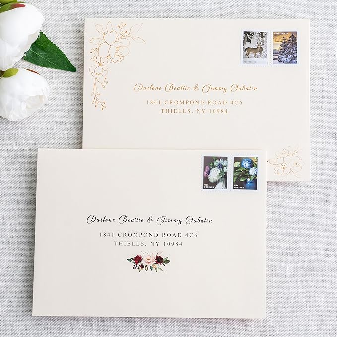 PONATIA 50 PCS 5x7 Envelopes, Self- Adhesive Cream A7 Envelopes for Weddings, Invitation Cards, Photos, Postcards, Greeting Cards Mailing, Baby Shower, Graduation, Christmas Gift Cards