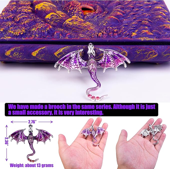 3D Dragon Eye Embossed Journal,Resin Engraving Notebook,Dnd notebook for Dragon Lovers ，Blank Paper,Hardcover Travel Notepad for Writing,Sketchbook,Collection,Gift,Decoration A4 and A5 Size (A5-Purple-Lined-Brooch)