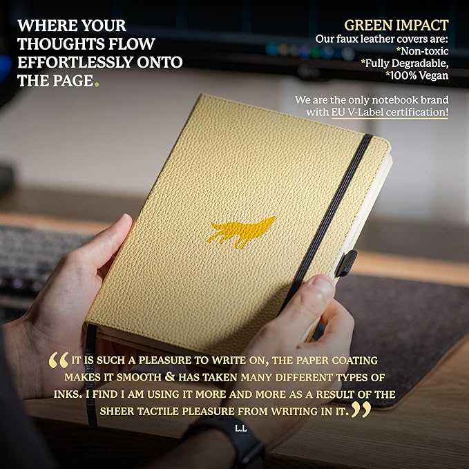 Dingbats A5 Wildlife Notebook Journal Hardcover, Cream 100gsm Ink-Proof Paper, 6.1 x 8.5 inches, 192 pages (Cream Wolf, Lined)