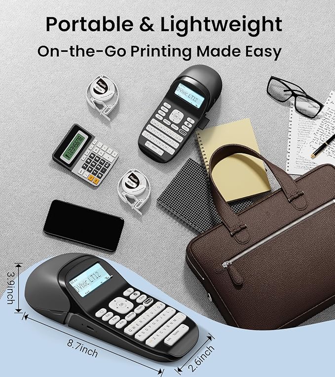Bluetooth Label Maker Machine with-Tape, Label Maker with Keyboard Multiple Fonts & Icons, LT12 Rechargeable Labeler Portable Handheld Label Makers Waterproof-Labels for Home Kitchen Office School