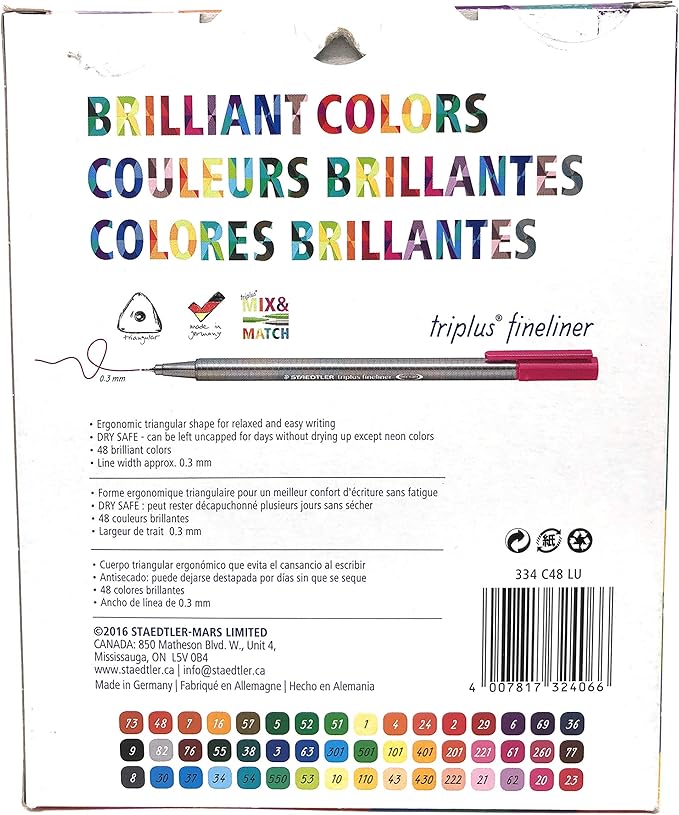 STAEDTLER Fineliner triplus Writing Pens - 48 Count Fiber Tip Pens