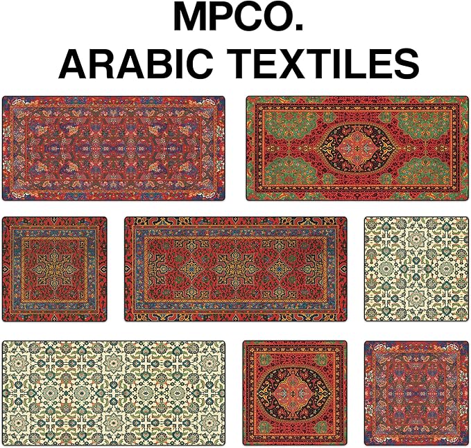 MPCO. Arabic Textiles Large Gaming Desk Pad - 36" x 17" Duraglyde Fabric Goldenrod Desk Mats - Non-Slip, Washable, Smooth Glide for Precision Gaming & Work