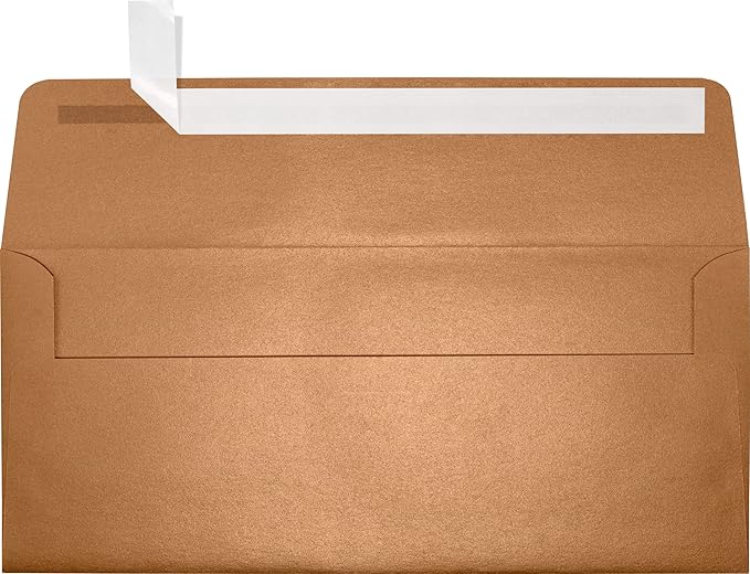 LUXPaper #10 Business Envelopes | Peel & Press | 4 1/8" x 9 1/2" | Copper Metallic | 80lb. Text | 50 Qty