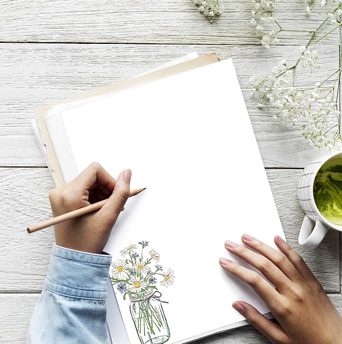 Great Papers! Mason Daisies Letterhead Stationery, 8.5" x 11", 80 count, Inkjet and Laser Printer Compatible (2020147)"