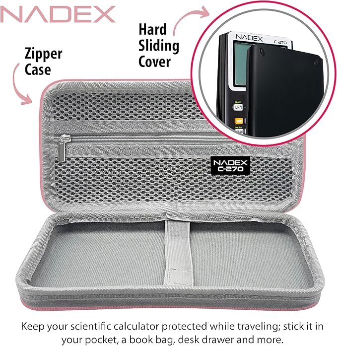 Scientific Calculator with Graphing, Includes Carrying Case, for College and High School Students, Calculus, Algebra, Geometry, Trigonometry, Statistics, Physics, Chemistry, Pink