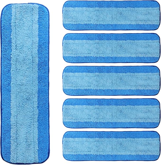 INFICRIME 6 Pack Microfiber Cleaning Pads for Bona Mop, Reusable Microfiber Mop Pads for 18 Inch Mop, Hardwood & Hard Surface Floors Replacement Cleaning Mop Pads, Machine Washes