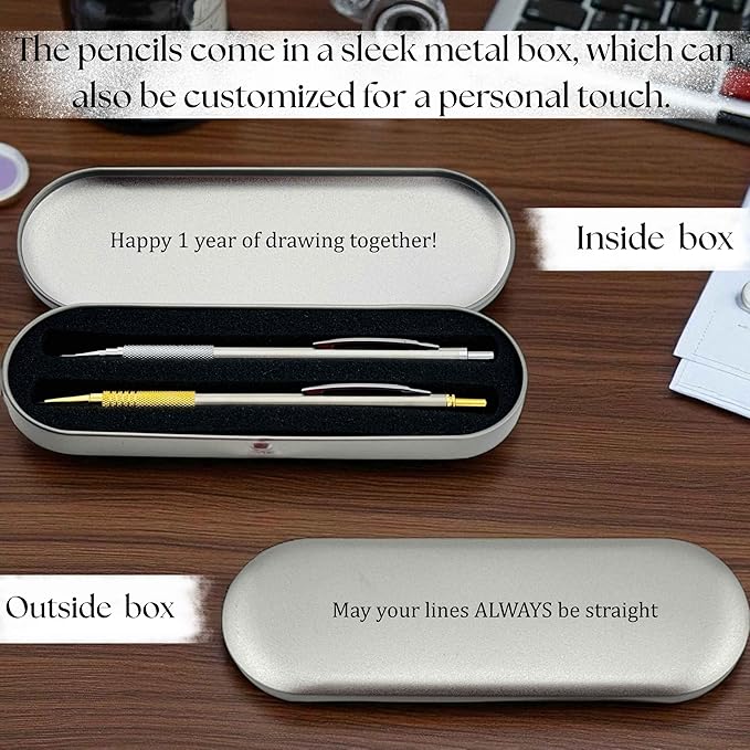 Custom Engraved Mechanical Pencil Set – Personalized 0.7mm & 2.0mm Refillable Drafting Tools – Gift for Architects, Engineers, Students, Designers, Graduation (Pencils Set Engraved)