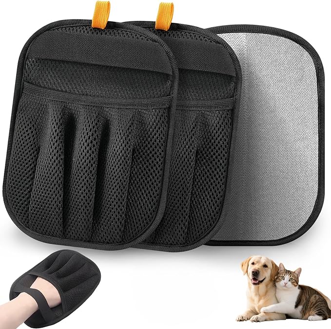 Salhap Pet Hair Removal Gloves (2-Pack) - Reusable, Anti-Static & Washable for Furniture, Car, Clothing & Pet Beds - Effortless Cat & Dog Hair Remover for Home