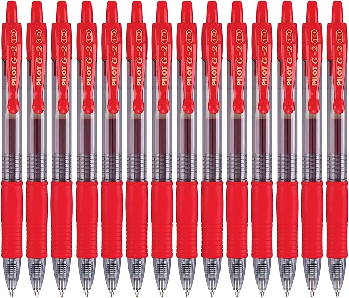 Pilot G2 Premium Gel Roller Pens, Bold Point 1 mm, Red Pens, Pack of 14 - Ideal for School, Journaling & Office Writing