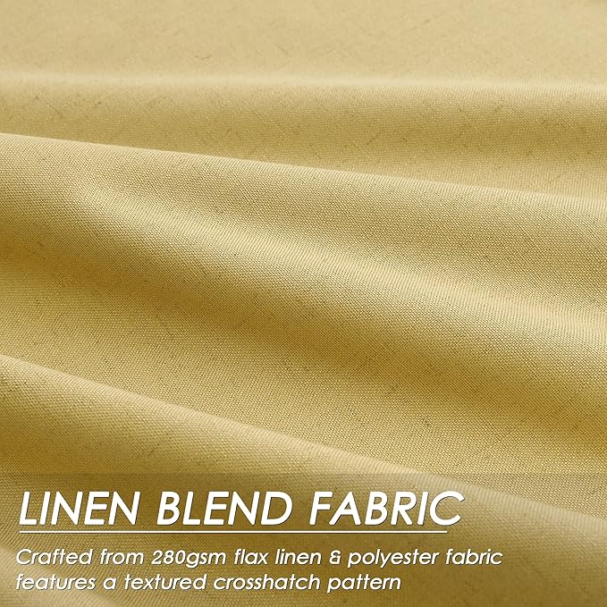 Full Black Out Gold Window Curtains 96 Inches Long Thermal Insulated Back Tab Rod Pocket Heat Reducing Noise Reducing Room Darkening 2 Panels Set for Bedroom Modern Urban Curtains Drapes 52x96