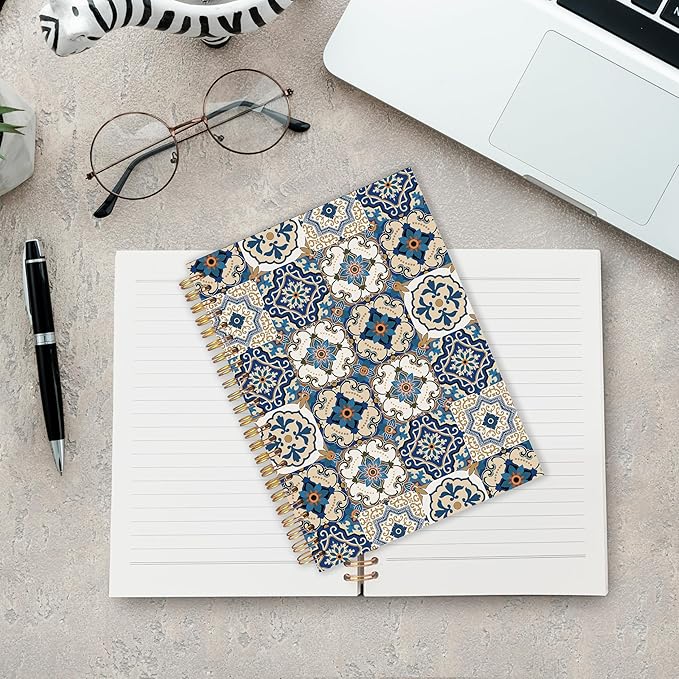 URLLUAE Vintage Ethnic Moroccan Notebook, Boho Floral Journals for Women, Boho Aesthetic Spiral Notebook Journals for Work School, Retro Floral Office Supplies Gifts, 5.5x8.3 Inch