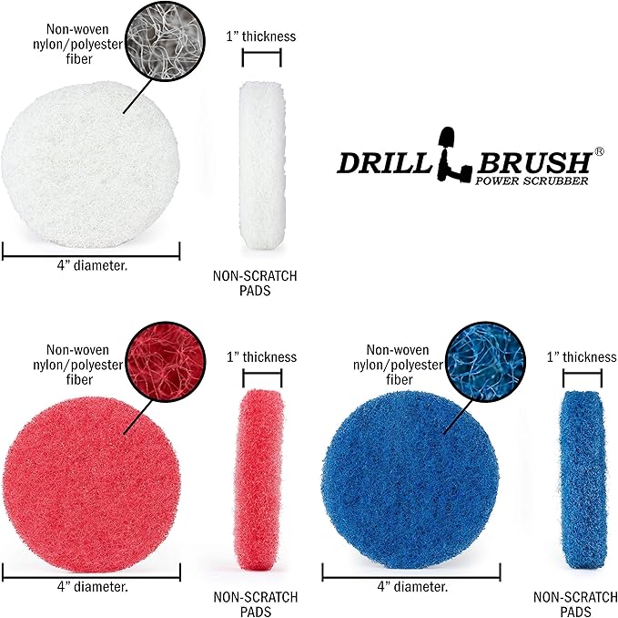 Household Cleaning Supplies - Power Scrubber Brush Set - Drill Brush Attachment Pads - Home Cleaning Brushes - Kitchen Cleaner Stove Brush - Counter Tile Kitchen Cleaner Pads - Kitchen Sink Brush