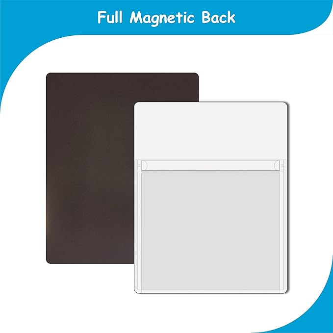 Magnetic Pocket 4 Pack – Self-Adhesive Magnetic Storage Pouch for Documents, Notes & Tools, Strong Magnet Backing for Fridge, Whiteboards, and Metal Surfaces (White 4Pcs)
