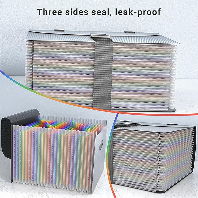 File Organizers with Handle,Portable Expanding File Folder,25 Pockets Accordion File Organizer for Receipt,Bill, A4/Letter Size Paper,Documents,a-z Tabs Include in Filing Folders Diamond