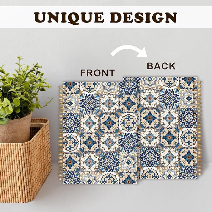 URLLUAE Vintage Ethnic Moroccan Notebook, Boho Floral Journals for Women, Boho Aesthetic Spiral Notebook Journals for Work School, Retro Floral Office Supplies Gifts, 5.5x8.3 Inch