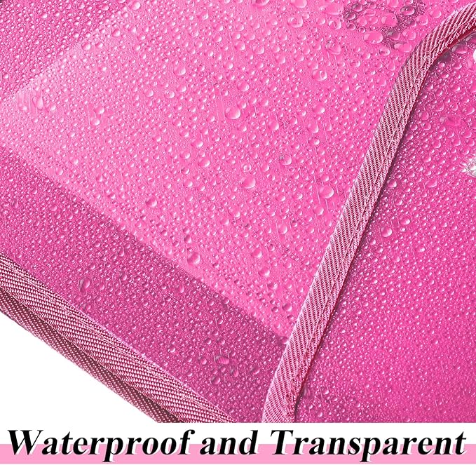 10 Pieces Plastic File Folders Envelope Expanding File Wallet Organizer Documents Folder with Snap Closure and Pocket, A4 Size Waterproof Transparent Pouch(Pink,Horizontal)