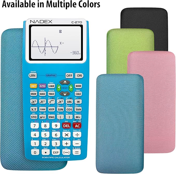 Scientific Calculator with Graphing, Includes Carrying Case, for College and High School Students, Calculus, Algebra, Geometry, Trigonometry, Statistics, Physics, Chemistry, Blue