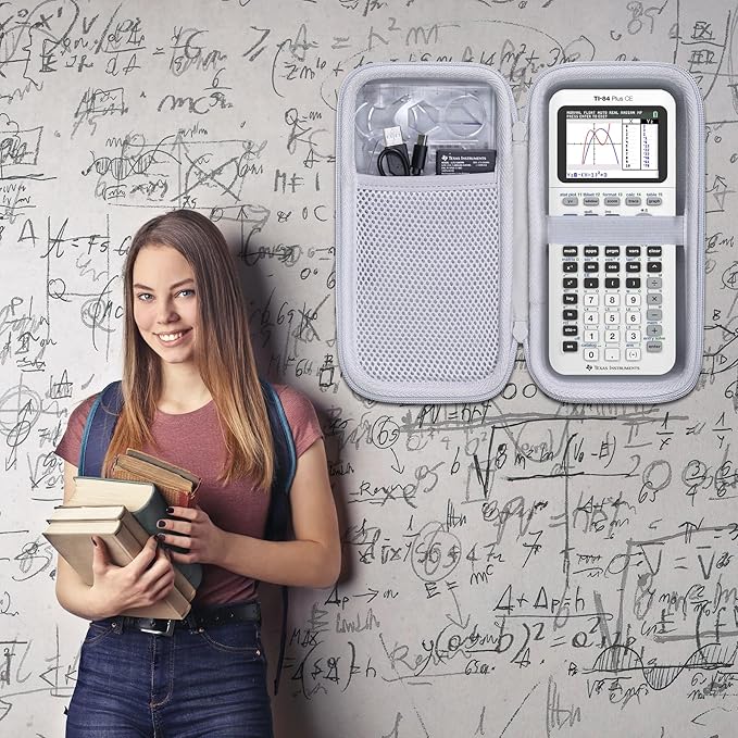 co2CREA Carrying Case for Texas Instruments TI-84 Plus CE Python Enhanced/TI-84/TI-Nspire CX II CAS/TI-Nspire CX II/TI-83 Plus/TI-89 Titanium/TI-85/TI-86 Color Graphing Calculator, White Case