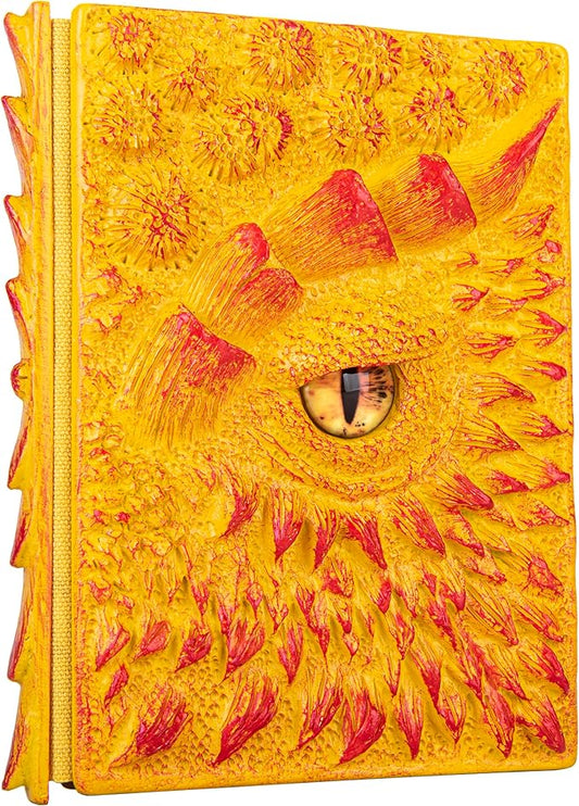 3D Dragon Eye Embossed Journal,Resin Engraving Notebook,Dnd notebook for Dragon Lovers ，Blank Paper,Hardcover Travel Notepad for Writing,Sketchbook,Collection,Gift,Decoration A4 and A5 Size (A5-Yellow)