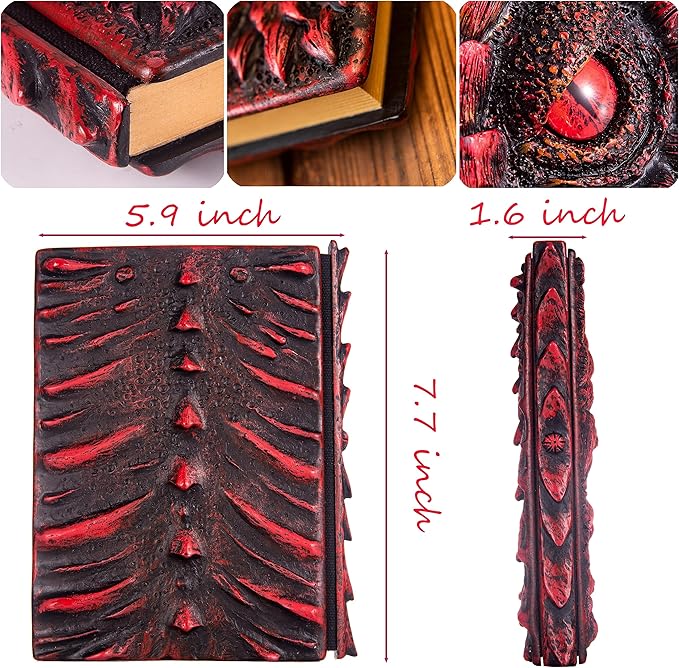 3D Dragon Eye Embossed Journal,Resin Engraving Notebook,Dnd notebook for Dragon Lovers ，Blank Paper,Hardcover Travel Notepad for Writing,Sketchbook,Collection,Gift,Decoration A4 and A5 Size (A5-Red