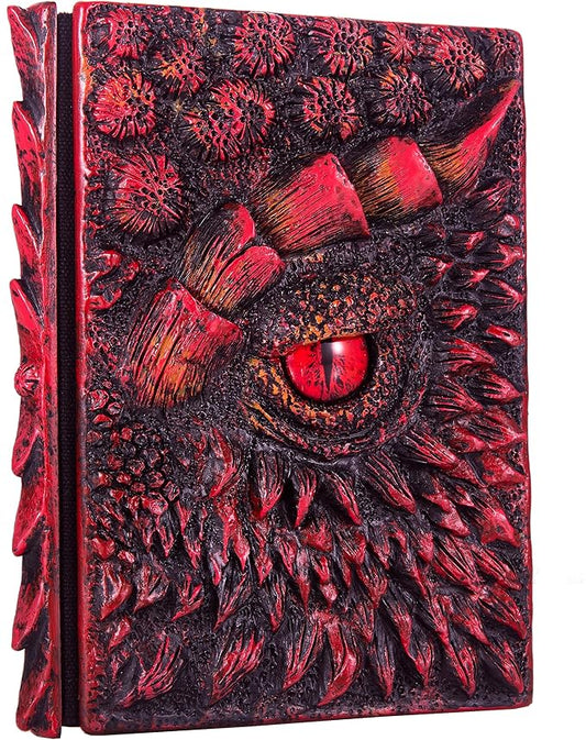 3D Dragon Eye Embossed Journal,Resin Engraving Notebook,Dnd notebook for Dragon Lovers ，Blank Paper,Hardcover Travel Notepad for Writing,Sketchbook,Collection,Gift,Decoration A4 and A5 Size (A5-Red)