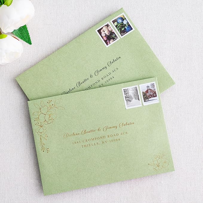 PONATIA 50 Pieces 5x7 Envelopes, A7 Envelopes Self Seal for Weddings, Invitation Cards, Photos, Postcards, Greeting Cards Mailing, Baby Shower, Graduation, Christmas Gift Cards (Sage Green)