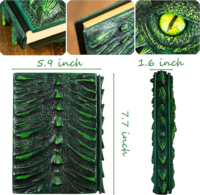 3D Dragon Eye Embossed Journal,Resin Engraving Notebook,Dnd notebook for Dragon Lovers ，Blank Paper,Hardcover Travel Notepad for Writing,Sketchbook,Collection,Gift,Decoration A4 and A5 Size (A5-Green