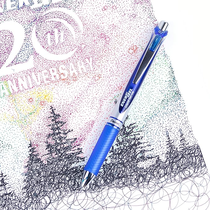 Pentel BL77-CO Energel XM Retractable Gel Pen with 0.7 mm Tip, 0.35 mm Line Width - Blue, Pack of 12