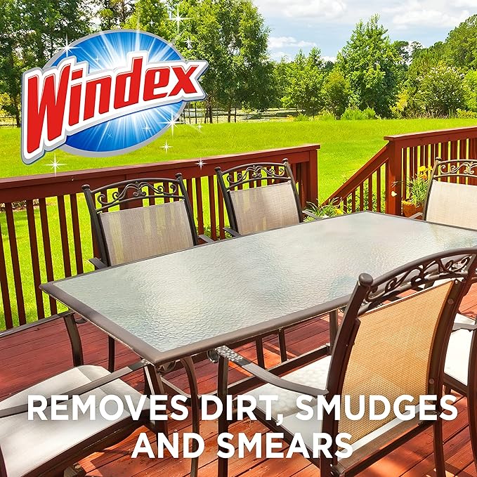 Windex Outdoor Window and Glass Cleaner for Hose Ammonia Free, Concentrated Formula for Deep Outdoor Clean, Patio Cleaner, Compatible With All Hoses, 32 Fl Oz (Pack of 2)