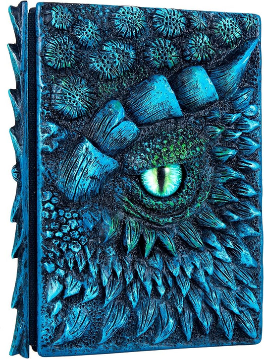 3D Dragon Eye Embossed Journal,Resin Engraving Notebook,Dnd notebook for Dragon Lovers ，Blank Paper,Hardcover Travel Notepad for Writing,Sketchbook,Collection,Gift,Decoration A4 and A5 Size (A5-Blue)