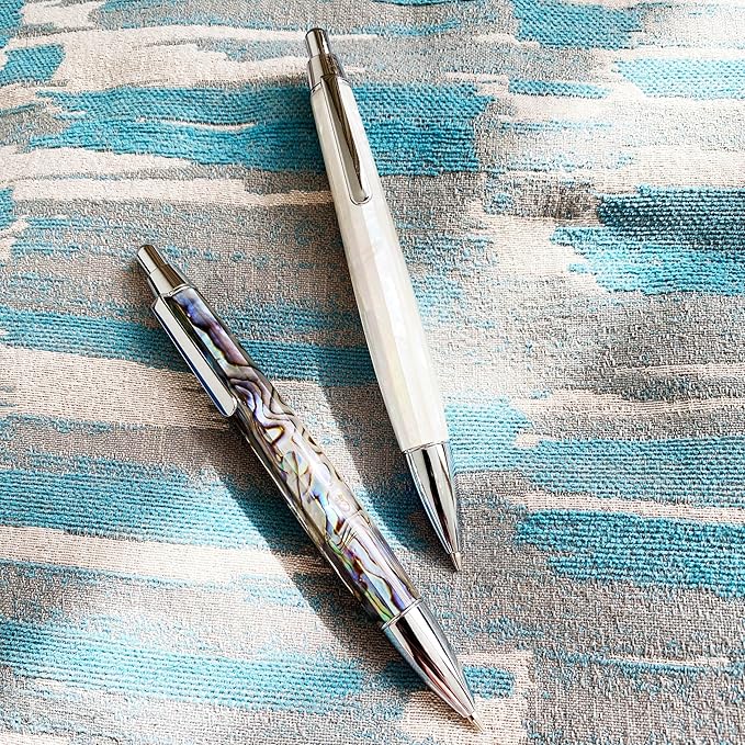 LACHIEVA LUX Abalone Shell Mechanical Pencil 0.7mm, Luxury Metal Pencil for Drawing and Sketching, Includes 12 Lead Refills