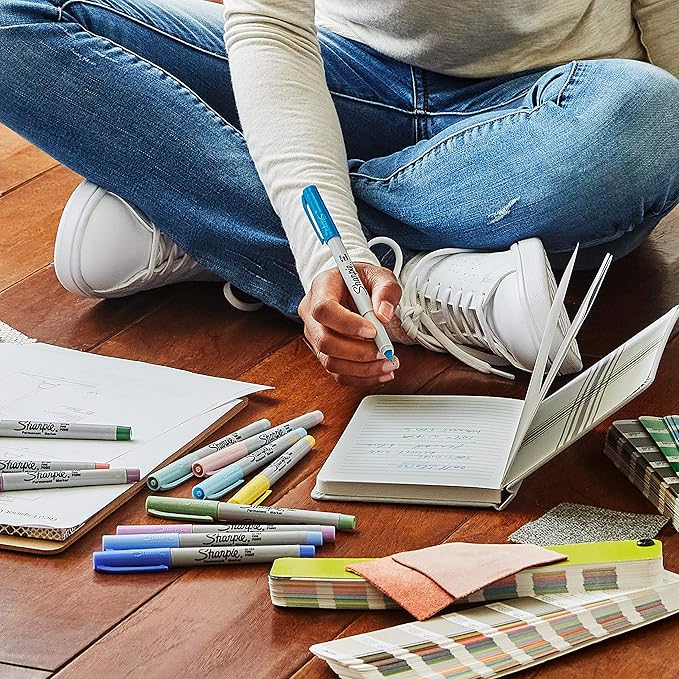 SHARPIE Permanent Markers Ultra-Fine Point Featuring Mystic Gem Color Markers Assorted 24 Count (Pack of 6)