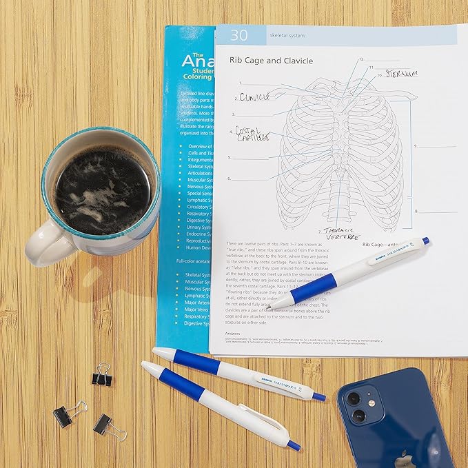 Zebra Pen Sarasa Dry X1+ Retractable Gel Pen, Plastic Barrel with Protective Coating, Medium Point, 0.7mm, Blue Ink, 12-Pack