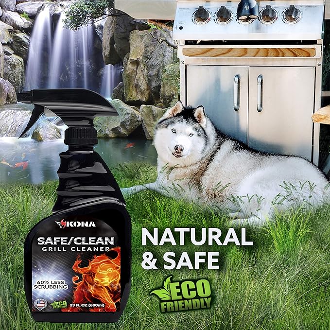 Kona Safe/Clean Grill Cleaner Spray [2-Pack] - Kitchen Degreaser Spray, Griddle Cleaner, Oven Cleaner, Heavy Duty, Non-Toxic, Fume Free & Eco-Friendly Outdoor Grill Degreaser, Biodegradable