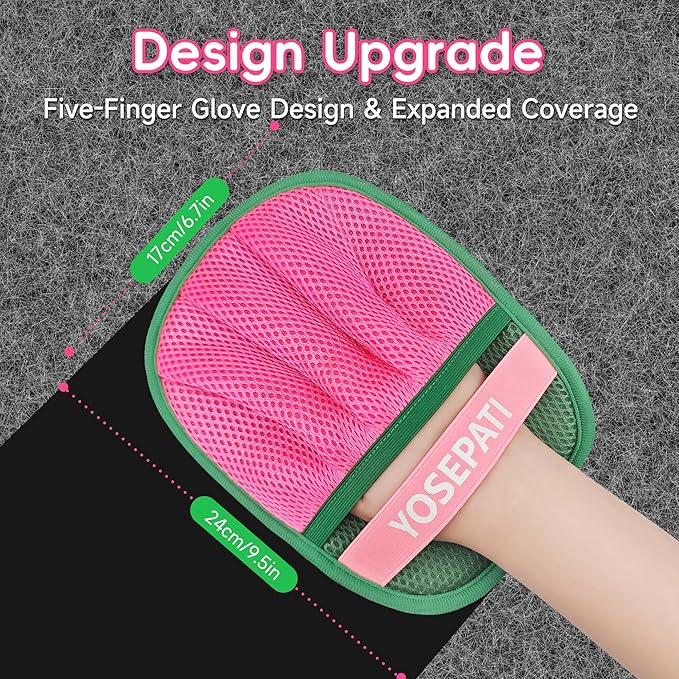 YOSEPATI Pet Hair Removal Glove, Five-Finger Magic Brush Electrostatic Mitt 2 PCs, Pet Hair Remover Tool for Dog & Cat, Reusable Pet Hair Gloves Pet Grooming Needs, Fur Remover for Couch & Clothing